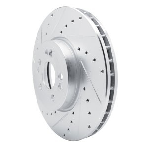 Mercedes-Benz GLE350 Brake Rotor (1) - Front Left - R1 Concepts - Drilled & Slotted - Silver - `20-`23